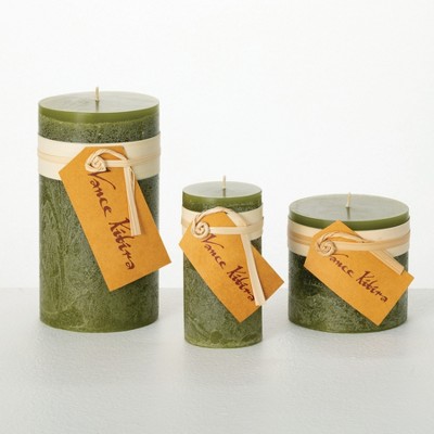Moss Timber Pillar Candles Kit - Set of 3