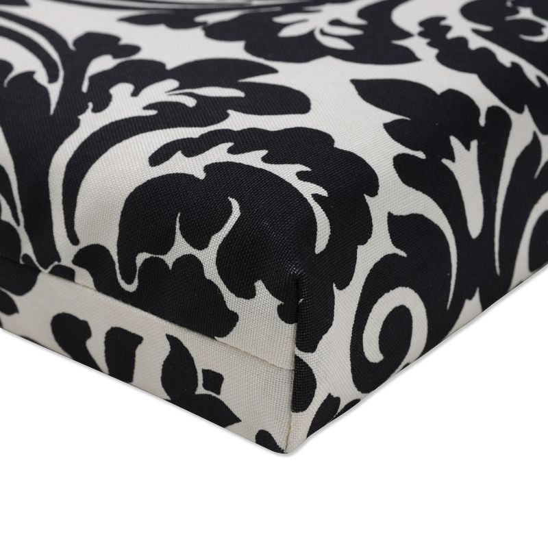 Essence Damask 2pc Outdoor Seat Cushion Set - Black/White Floral - Pillow Perfect, 3 of 7