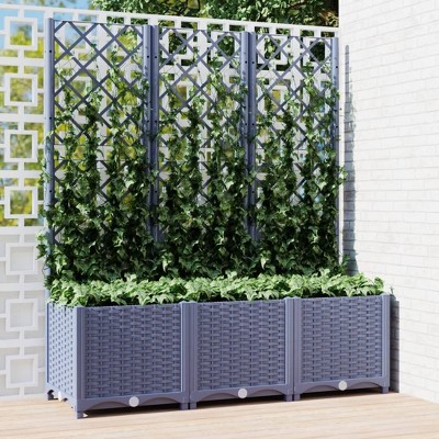vidaXL Garden Planter with Trellis Dark Gray 47.2"x15.7"x53.5" PP