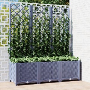 vidaXL Garden Planter with Trellis Dark Gray 47.2"x15.7"x53.5" PP - 1 of 4