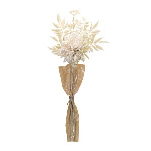 Faux Chrysanthemum Bouquet – 27"H – Beige Bleached Floral Stems – By Melrose - 1 of 3