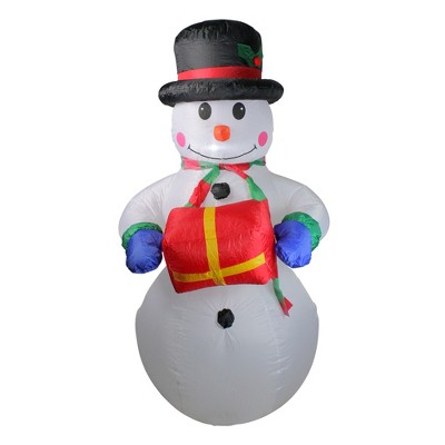 Northlight 5' Pre-Lit White and Red Inflatable Lighted Snowman Christmas Yard Art Decor