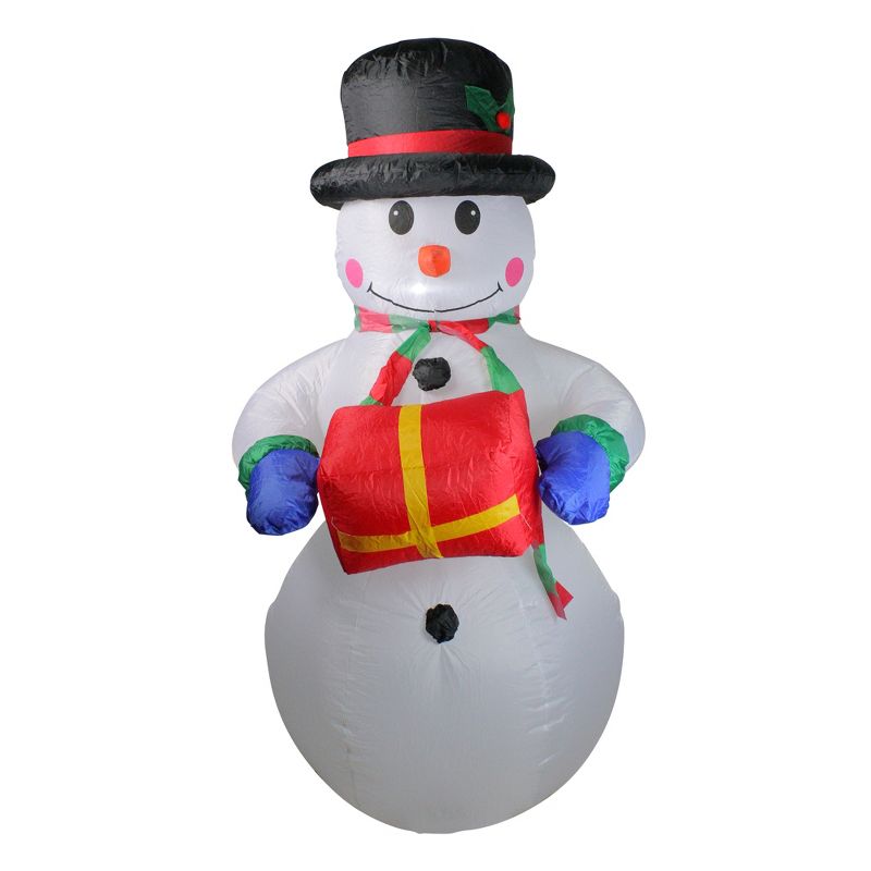 Northlight 5' Pre-Lit White and Red Inflatable Lighted Snowman Christmas Yard Art Decor, 1 of 5