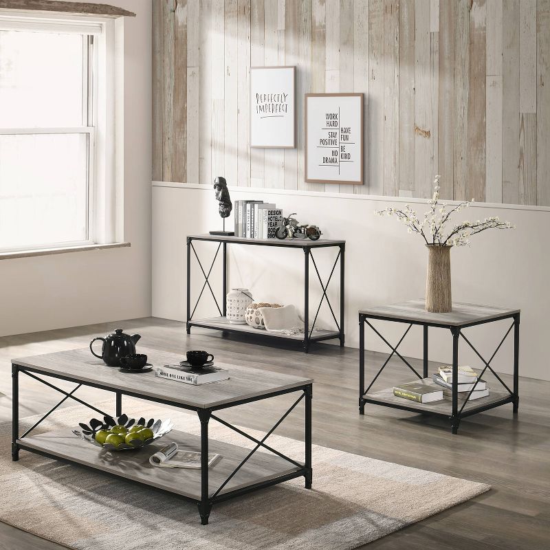 3pc Rosslea Coffee Table and 2 End Tables Set Black/Gray - HOMES: Inside + Out, 3 of 7