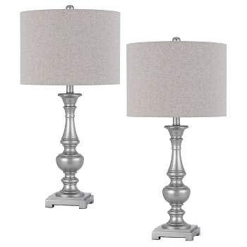 (Set of 2) 28" Metal Table Lamps Antique Silver - Cal Lighting