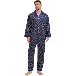 INSPIRE CHIC Men's 2 Pieces Button Down Printing Sleepshirt Casual Pattern Pajamas Set - 1 of 4