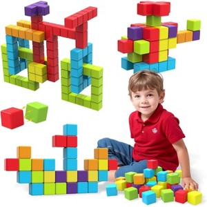 12-Piece Large Magnetic Building Blocks, 1.65 Inch Stacking Cubes Sensory Toy for Toddlers Ages 1-3 - 1 of 4