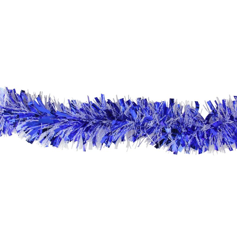 Northlight 12' x 3.5" Unlit Blue/Silver Wide Cut Tinsel Christmas Garland, 3 of 5