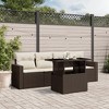 vidaXL 5 Piece Patio Sofa Set with Cushions Brown Poly Rattan - Brown and cream without storage - 2 of 4