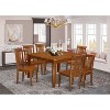 HomeStock 7-Piece Square Saddle Brown Finish Solid Wood Top Dining Table with 6-Chairs - 2 of 4