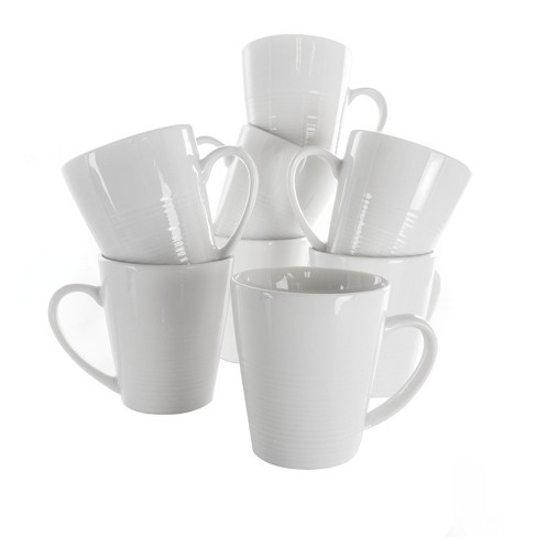 8oz 12pk Porcelain Madeline Mug Set White - Elama : Target