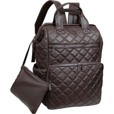 Joan & David Diamond Quilted Puffer Nylon Square Laptop Backpack