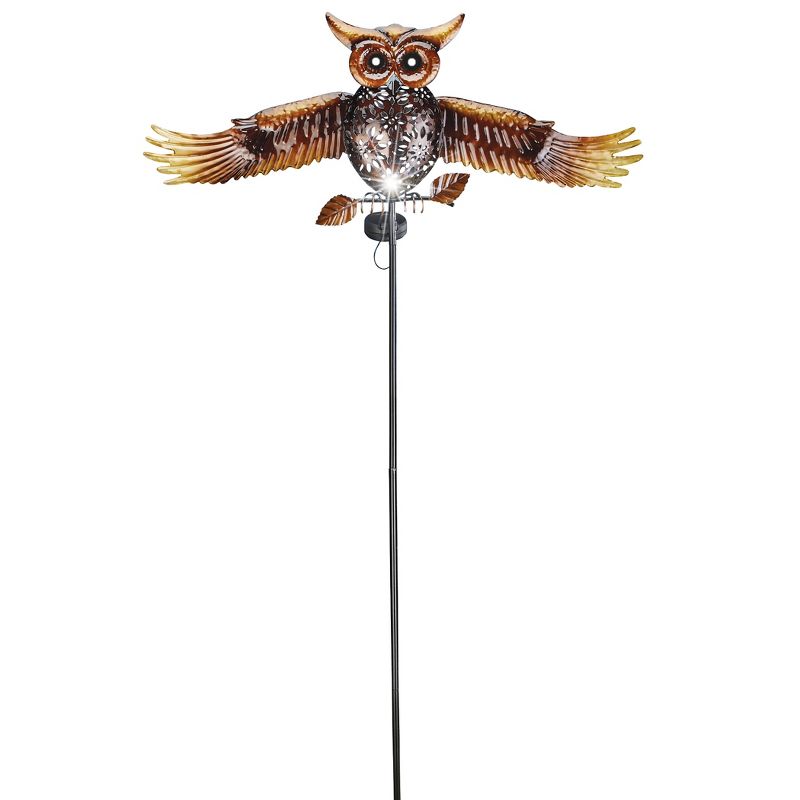Collections Etc Solar Powered Metal Flying Owl Garden Stake NO SIZE, 1 of 4