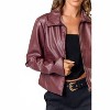 Women's Notched Collar Leather Jacket - Blue Blush - 3 of 3