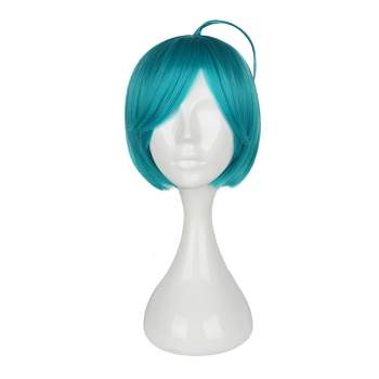 Unique Bargains Women's Wigs 14" Blue with Wig Cap Straight Hair