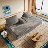 86.6" Fluffy Chenille Multifunctional Convertible Sofa Bed with 2 Backrests & 2 Pillows - 4 of 4