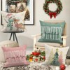 Pink Christmas Throw Pillow Covers 18x18 Set of 4 Green Winter Christmas Trees Snowman Reindeer - 4 of 4