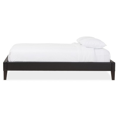 Lancashire Black Faux Leather Upholstered Full Bed Frame with Tapered Legs