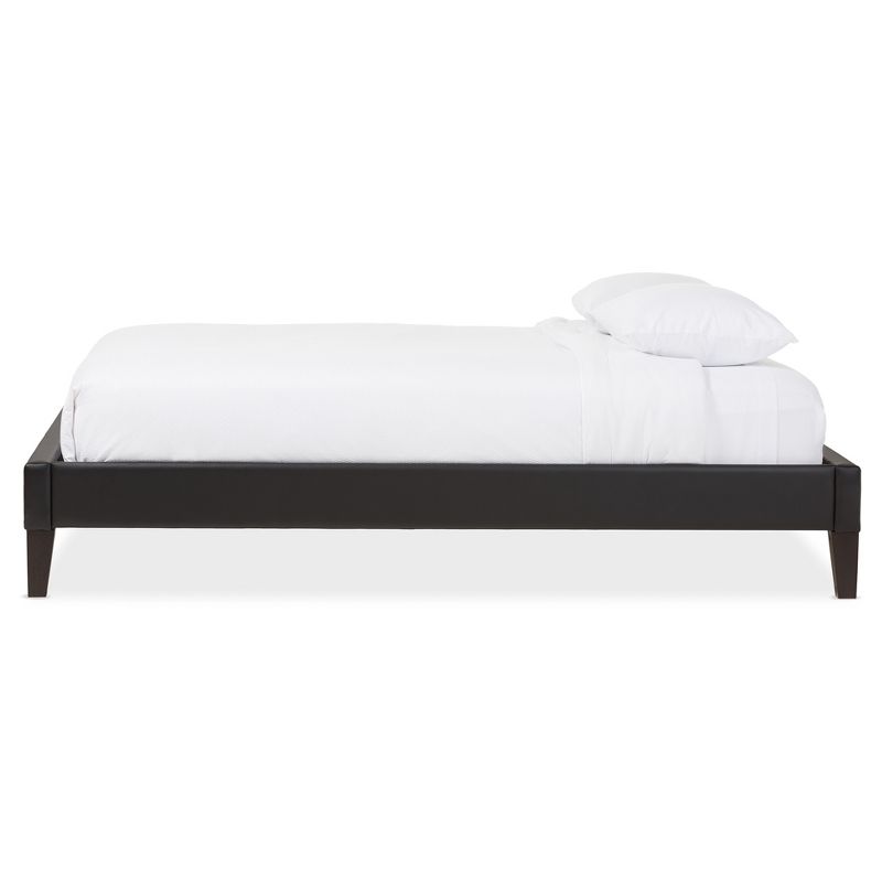 Full Lancashire Modern and Contemporary Faux Leather Upholstered Bed Frame with Tapered Legs Black - Baxton Studio, 3 of 6