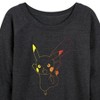 Women's - Pokémon - Colorful Pikachu Outline Lightweight French Terry Wide Neck Long Sleeve Shirt - 2 of 4