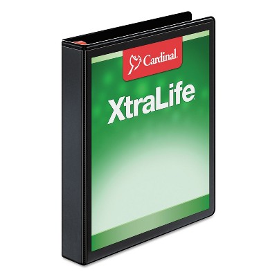 Cardinal XtraLife ClearVue Non-Stick Locking Slant-D Binder 1" Cap 11 x 8 1/2 Black 26301