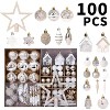 100-Piece Shatterproof Christmas Ornaments Set with Assorted Glitter Balls & Star Tree Topper for Xmas Wedding Anniversary Decor - 2 of 4