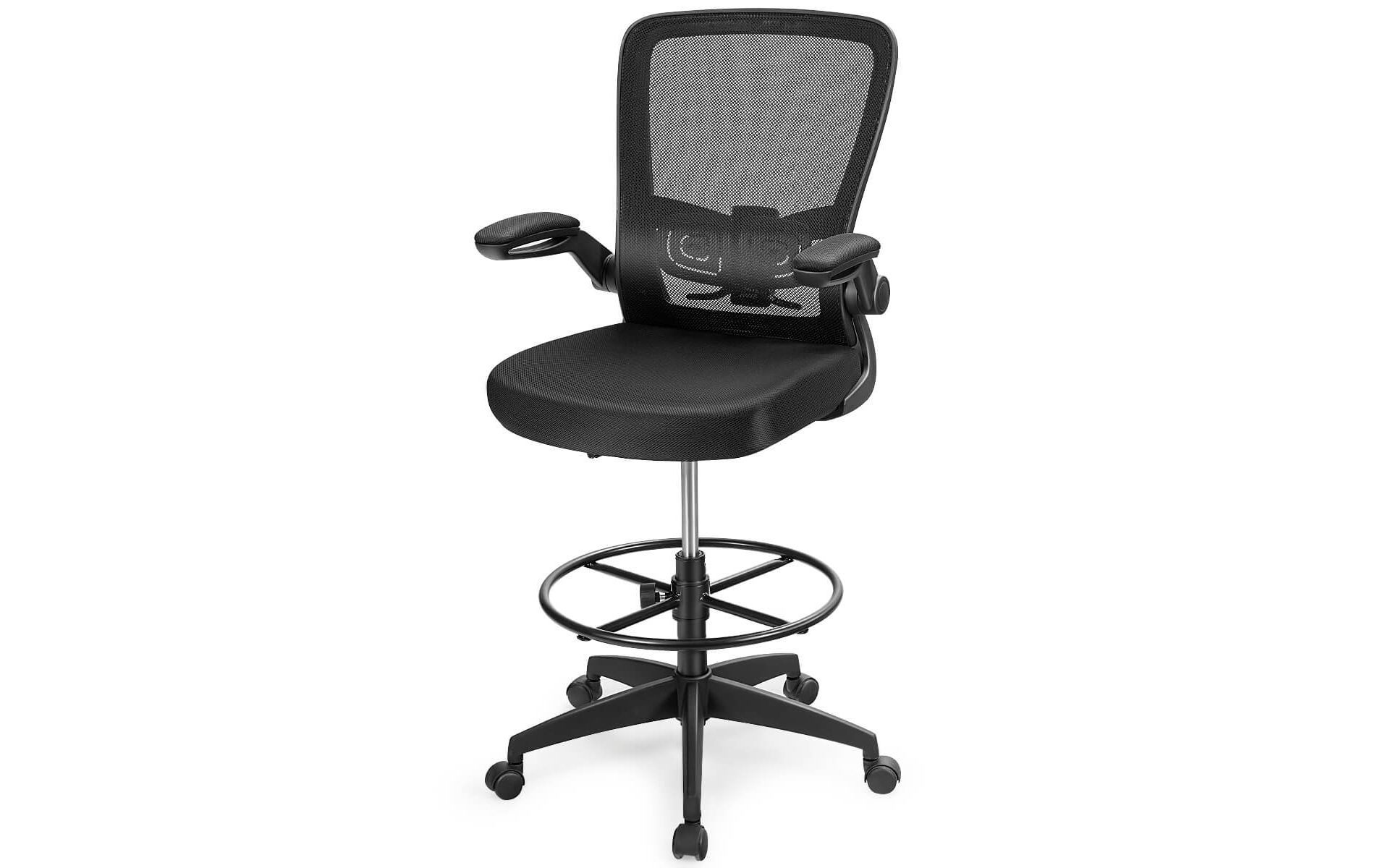 Costway Tall Office Chair Adjustable Height w/Lumbar Support Flip Up Arms