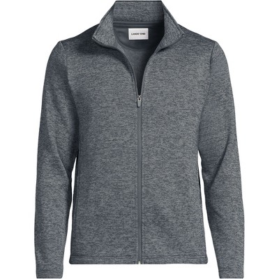 Lands' End Men's Sweater Fleece Zip Front Jacket - Small - Charcoal Heather — фото 2