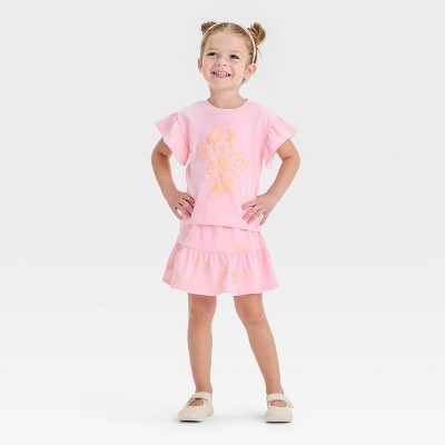 Toddler Girls' 2pc Disney Minnie Mouse Top & Skort Set - Pink 2T