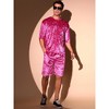 INSPIRE CHIC Men's Summer Short Sleeve Party Velour T-Shirt & Shorts Velvet Set - 4 of 4