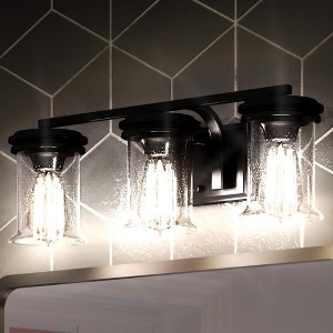 Urban Ambiance Luxury French Rustic Bath Vanity Light,  7.25"H x 23.75"W,  Midnight Black Finish, UHP3761 - 1 of 4