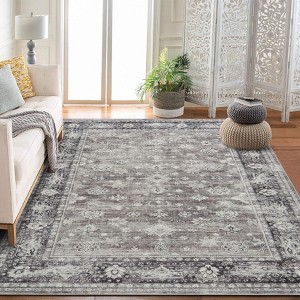 Area Rug Indoor Vintage Living Room Carpet Washable Distressed Rug Floral Bedroom Rug Retro Accent Throw Rug Office Dining Room Nursery - 1 of 4