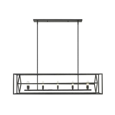 Modern Matte Black 56" Crystal Chandelier with Geometric Design