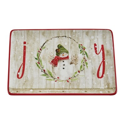 Park Designs Farmhouse Snowman Platter - Red