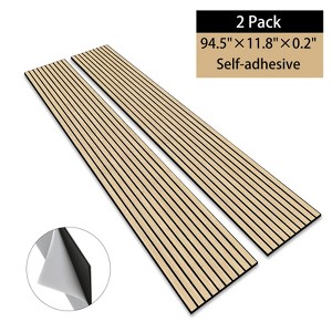 UNISOAR Wood Slat Wall Panel 2 PCS Wood for Soundproof Home Office, Easy Peel and Stick Acoustic Panels 11.8"W x 94.5"L - 1 of 4