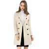Allegra K Women's Elegant Notched Lapel Double Breasted Long Sleeve Winter Overcoat - 2 of 4