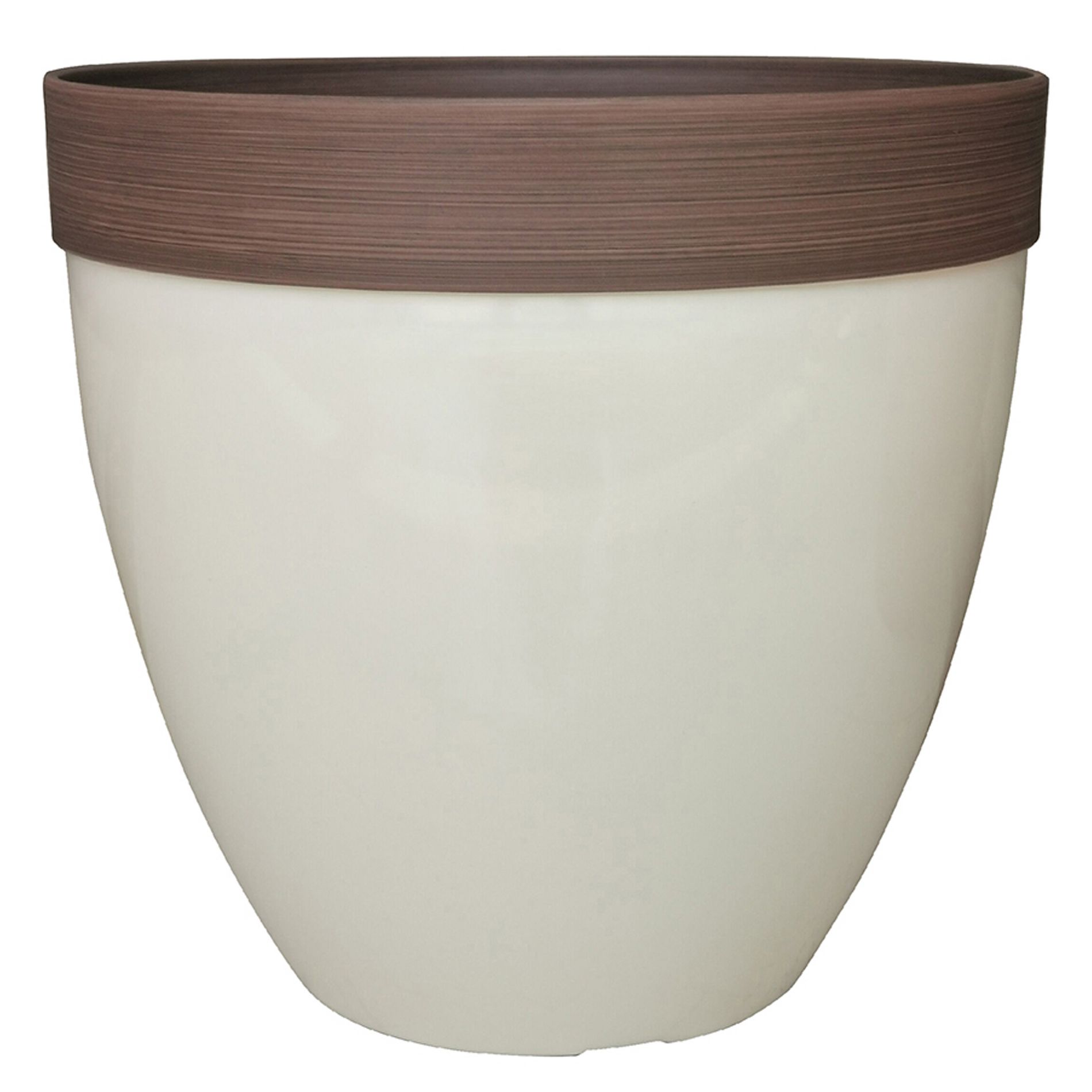 Southern Patio 15-Inch Hornsby Resin Planter with Drainage Hole and Plug, Beige