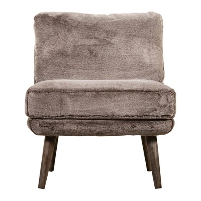 Sophie Armless Slipper Chair Mink Brown Faux Fur Adore Decor