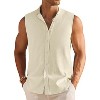 COOFANDY Men's Summer Beach Tank Tops Sleeveless Button Up Shirt Casual Textured Tank Shirts - 3 of 4