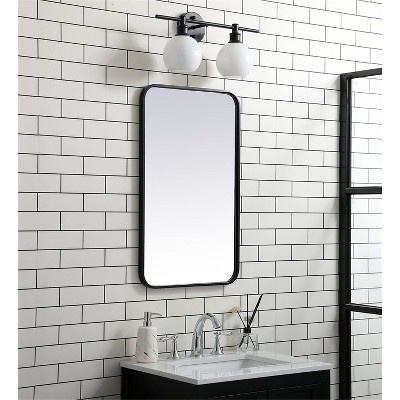 Modern Black Wood Rectangular Wall Mirror 18x30 Inch