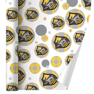 Harry Potter Hufflepuff Plaid Sigil Gift Wrap 30" x 72" - 1 of 4