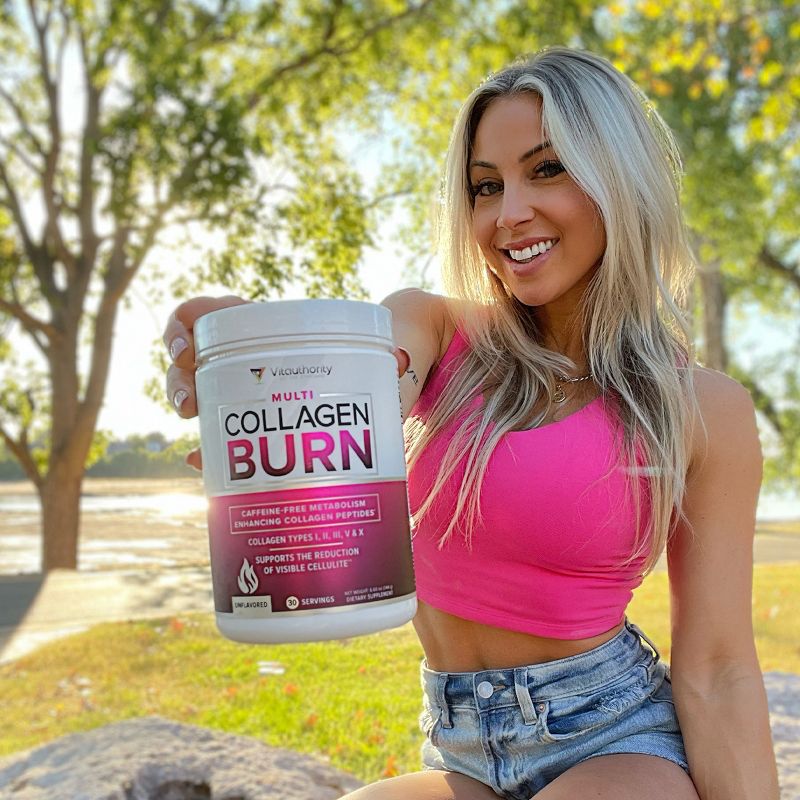 Multi Collagen Burn Powder, Hydrolyzed Collagen Peptides Powder with Types I II III V X for Weight Loss Support, Vitauthority, Unflavored 30 Servings, 5 of 6