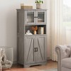 Bathroom Cabinet, Farmhouse Storage Cabinet w/ Glass Doors & Adjustable Shelves,Freestanding Kitchen Pantry Cabinet, Cupboard - 4 of 4