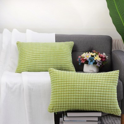 PiccoCasa Home Soft Corduroy Corn Striped Pillow Cases Covers with Zipper 2 Pcs