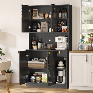 Gymojoy 70" Kitchen Pantry Cabinet with Countertop & Power Outlet & Adjustable Shelves for Home - 1 of 4