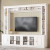 TIRAMISUBEST 92" 4-Piece Modern Entertainment Wall Unit Tempered Glass Door TV Stand Adjustable Shelves Bookshelves All-in-1 Media Console, White - 2 of 4