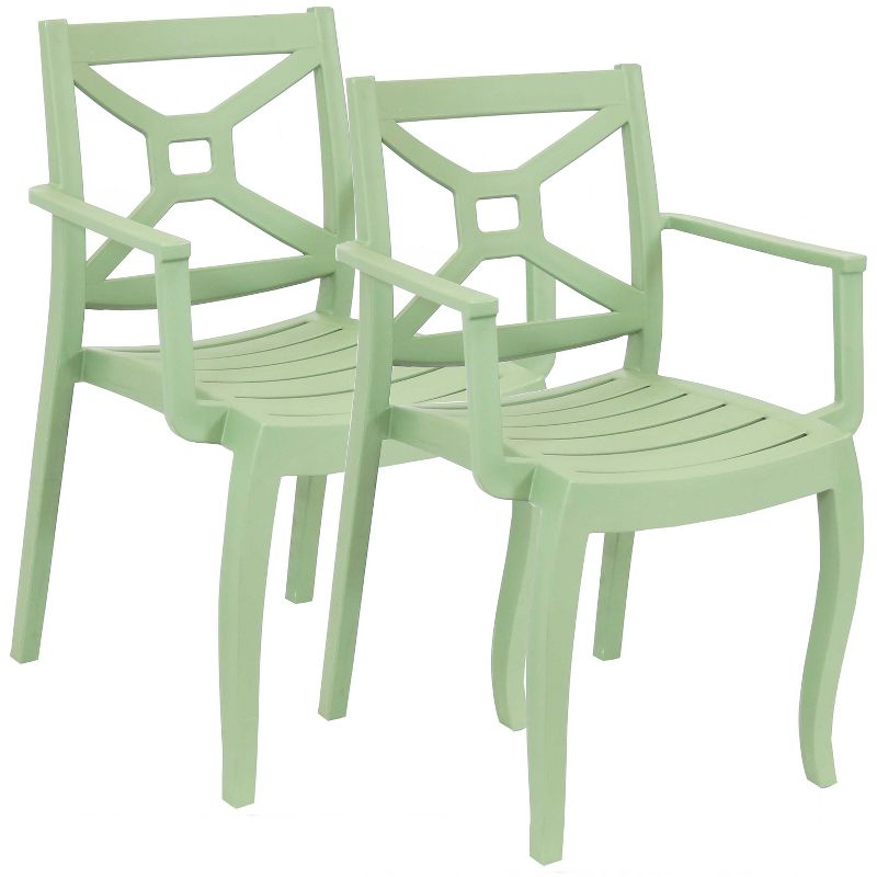 Sunnydaze Polypropylene Stackable Tristana Outdoor Patio Arm Chair, 1 of 12