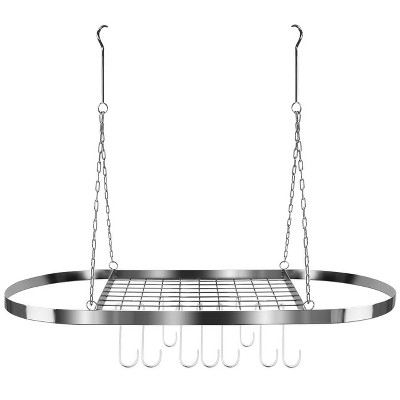 Sorbus Ceiling mounted Pot Rack with Hooks - Chrome