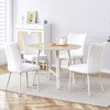 NicBex Dining Table Set for 4 Kitchen Table Modern Simple Round Dining Table Set for 4 MDF Tabletop with 4 White PU Chairs - 4 of 4