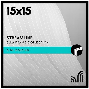 Americanflat 15x15 Picture Frame with Polished Plexiglass - Streamline Collection - Thin Square Picture Frame for Wall Display - Black - 1 of 4